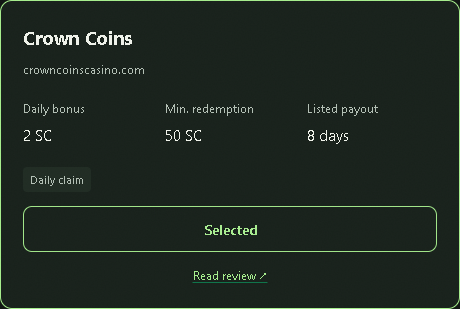 Crown Coins selected in the website site picker