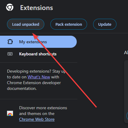Click Load unpacked button