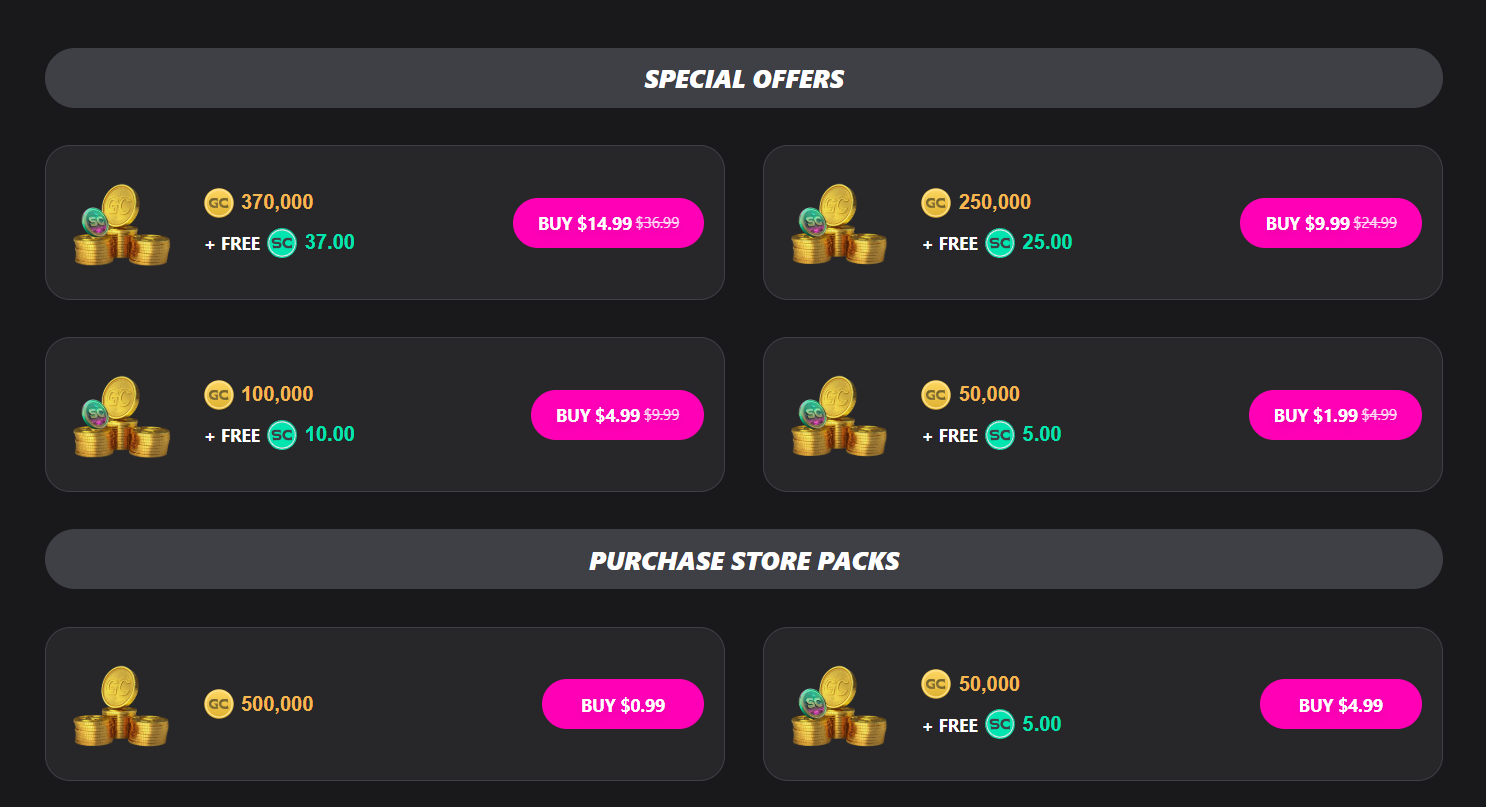 Luck Party purchase offer screen with 200-300% first-purchase match