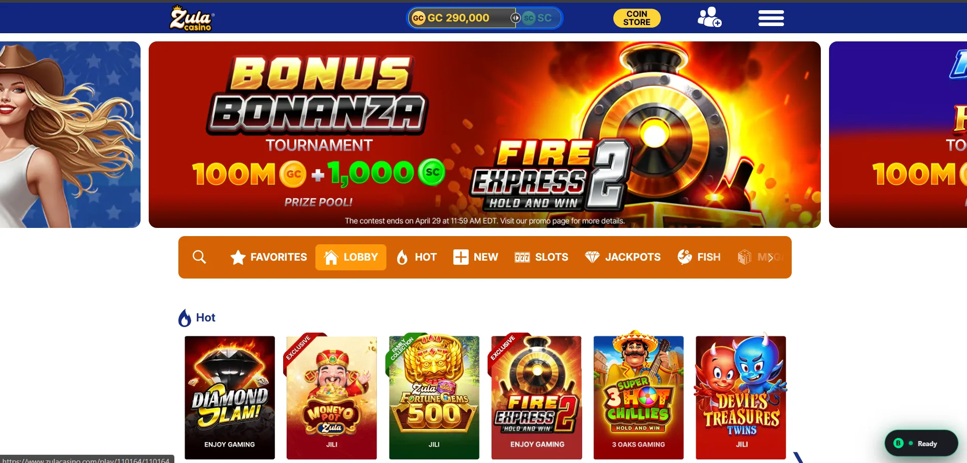 Zula Casino homepage screenshot — Priority Play sister site